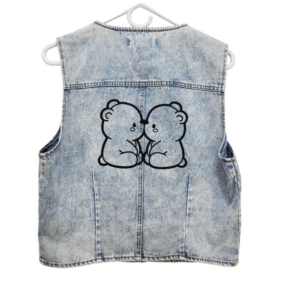 Cavalini Denim Vest With Costume Bear Size Small - Picture 2 of 9